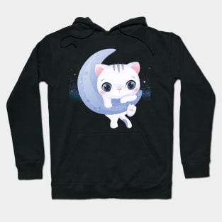 Cute Cat on the Moon Hoodie